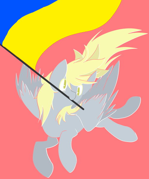 pony holding Ukraine flag