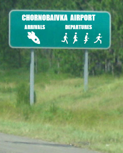 Chornobaivka airport: arrivals (bomb) departures (Russians)