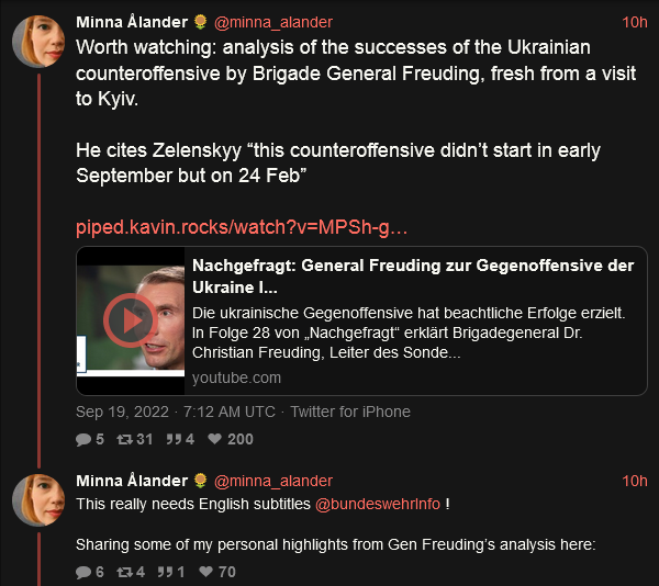 Analysis of the successes of the Ukrainian counteroffensive by Brigade General Freuding: The counteroffensive didn't start in early September but on 24 Feb.