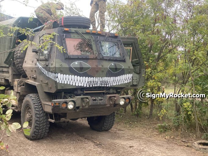 HIMARS painted with eyes and teeth from signmyrocket.com