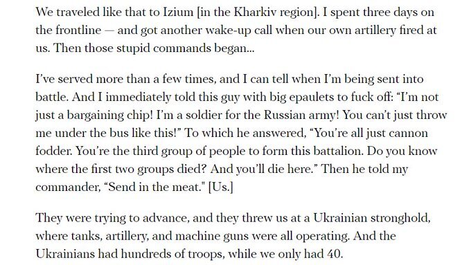 Russian soldier talking about how badly they are being treated, and how they are being thrown at a place where the Ukrainians had hundreds of people, and they had 40