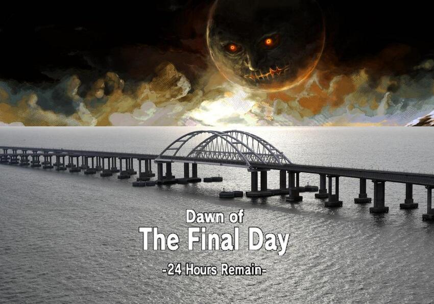 Final Day: moon from Majora's Mask approaches Kerch bridge