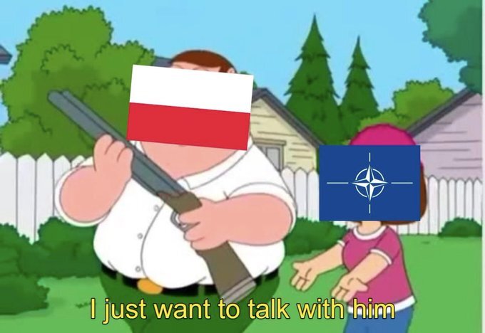 Meg Griffin as NATO: I just wanna talk to him. Peter Griffin as Poland: (cocks shotgun).