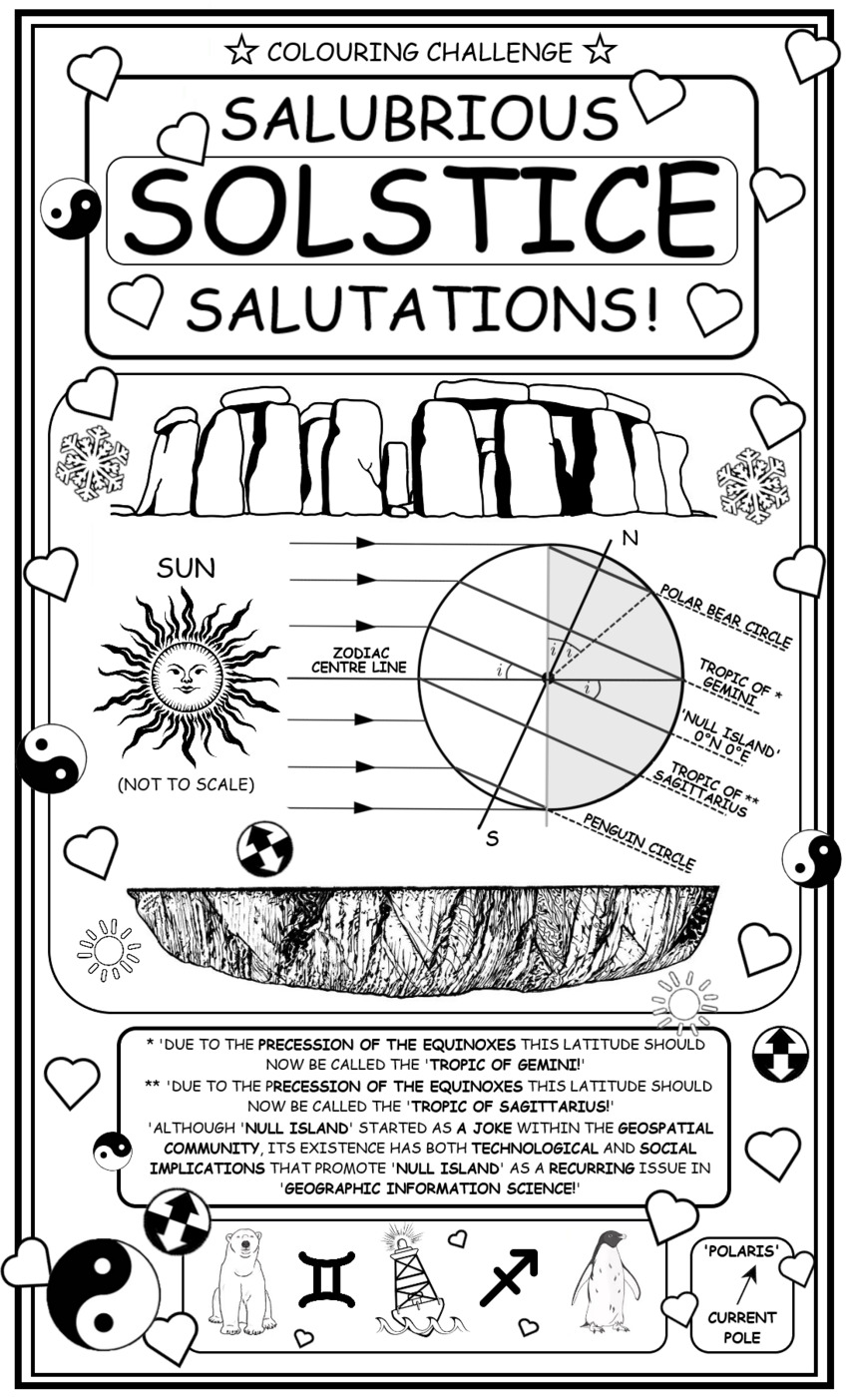 coloring book page about the winter solstice