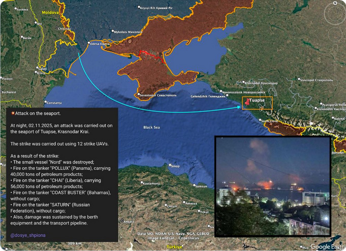 Ukrainians launch drone attacks on Tuapse.