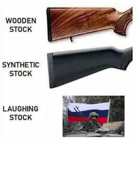 Wood stock, synthetic stock, laughing stock (Russia).