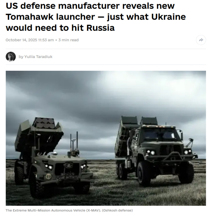 US defense manufacturer reveals new Tomahawk launcher--just what Ukraine would need to hit Russia.