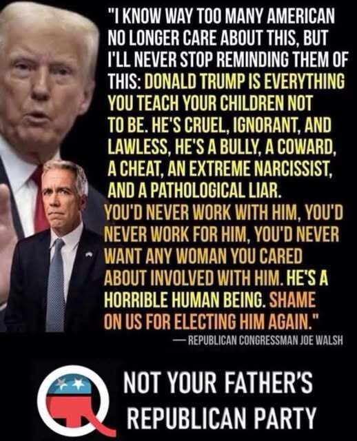 Joe Walsh, Republican, says that Donald Trump is a bully, coward, cheat, narcissist, and pathological liar.