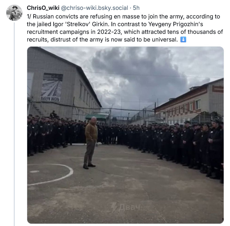 Russian convicts are refusing en masse to join the army, in contrast to the recruitment campaigns in 2022-2023, which attracted tens of thousands of recruits.