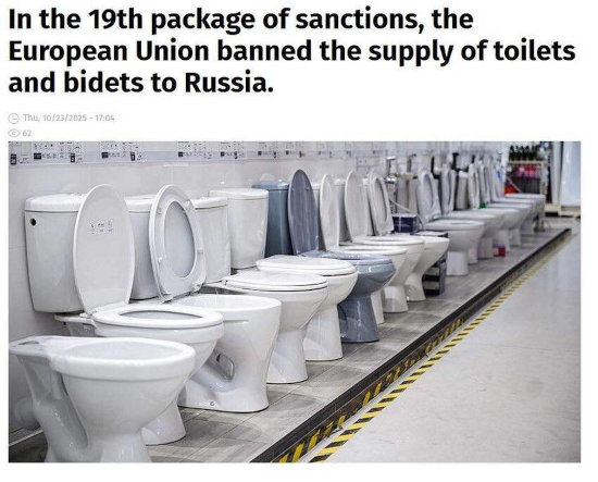 Recent European sanctions banned the supply of toilets and bidets to Russia.