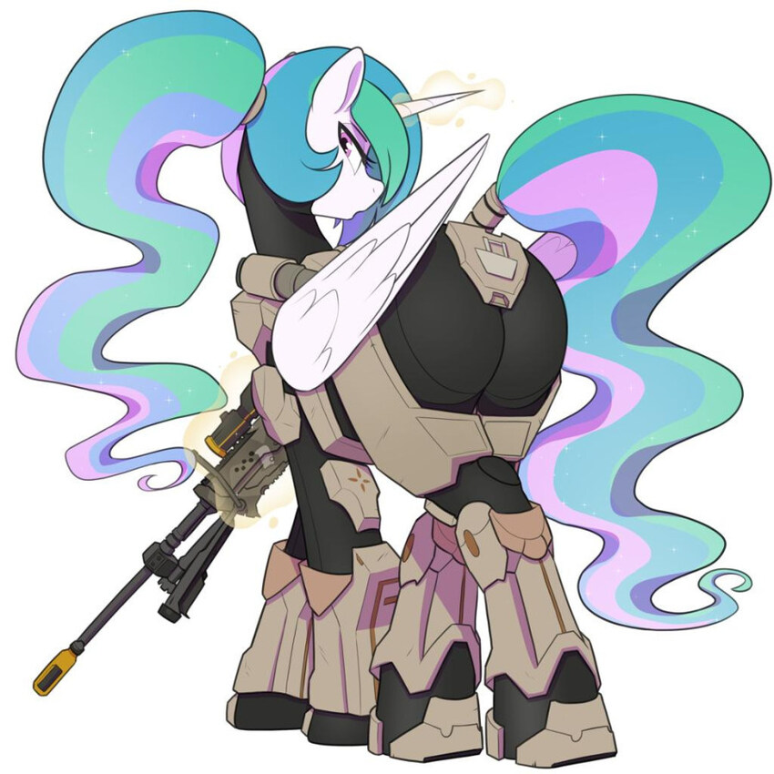 A cyborg pony with a rifle.