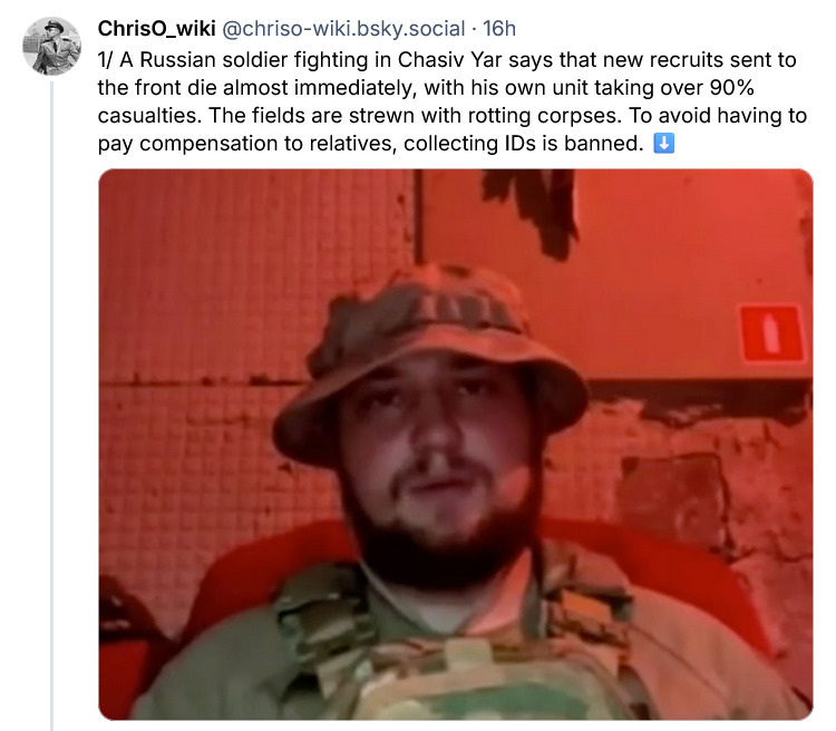 Russian recruits sent to the front die almost immediately, and to avoid having to pay compensation to relatives, collecting IDs is banned.