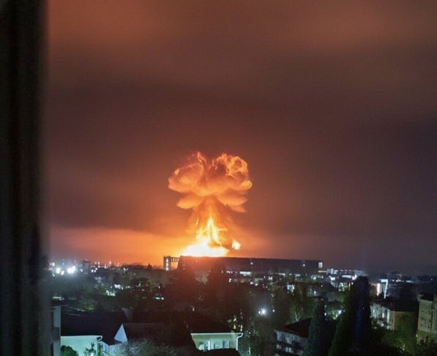 A fire in Tuapse, Russia.