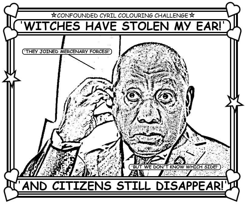 Coloring book page about how South Africans are fighting/working for Russia.