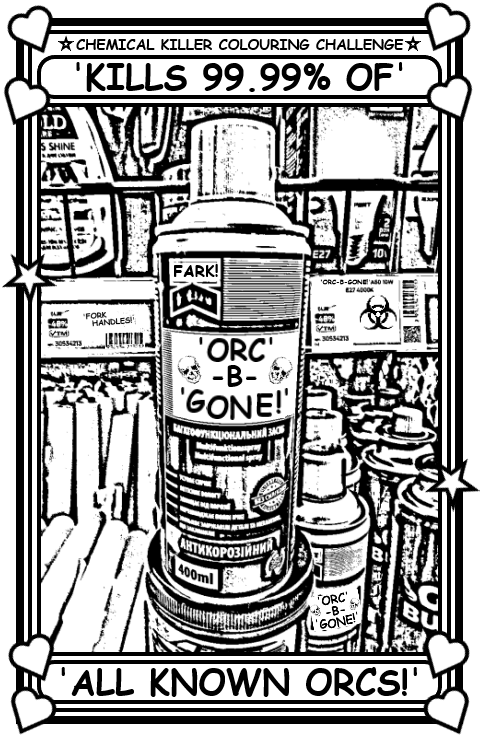Coloring book page about Orc-B-Gone.