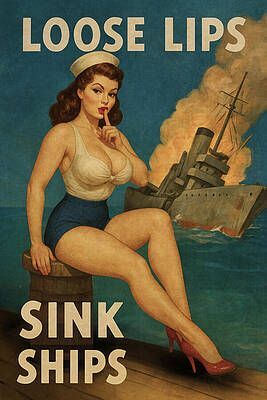 Cute woman reminds you that loose lips sink ships.