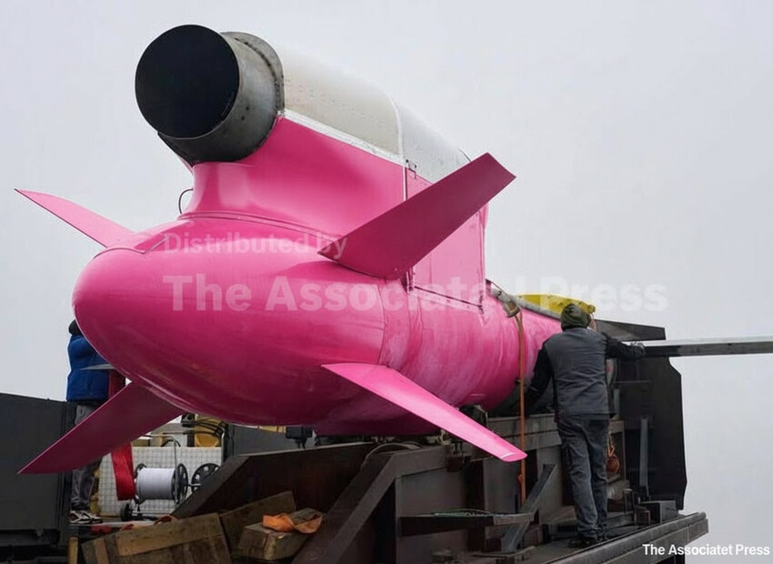A Flamingo cruise missile in neon pink.