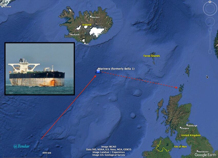 Shadow fleet oil tanker Marinera boarded by US navy.