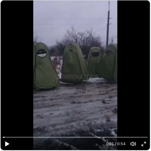 Russian tents: 6 foot high pyramidal tent-like things that soldiers are expected to wear and walk in.