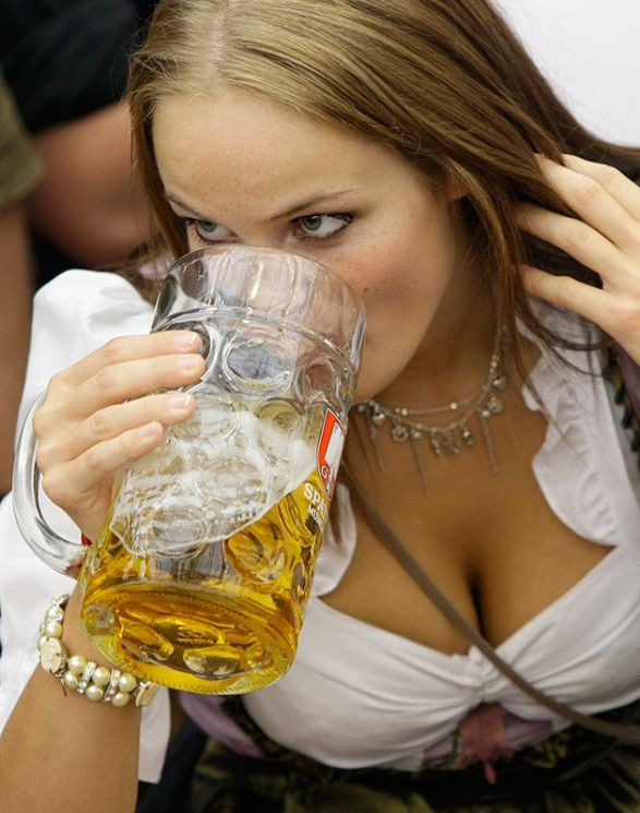 girl drinking beer