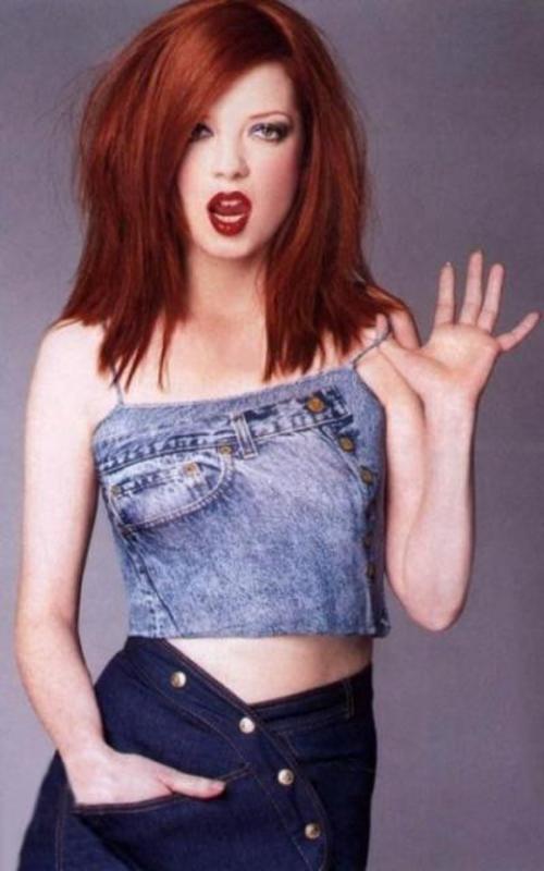 Shirley Manson in a denim top