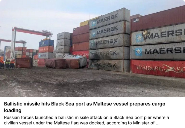Russia launched a missile at a Maltese-flagged ship in the Black Sea.